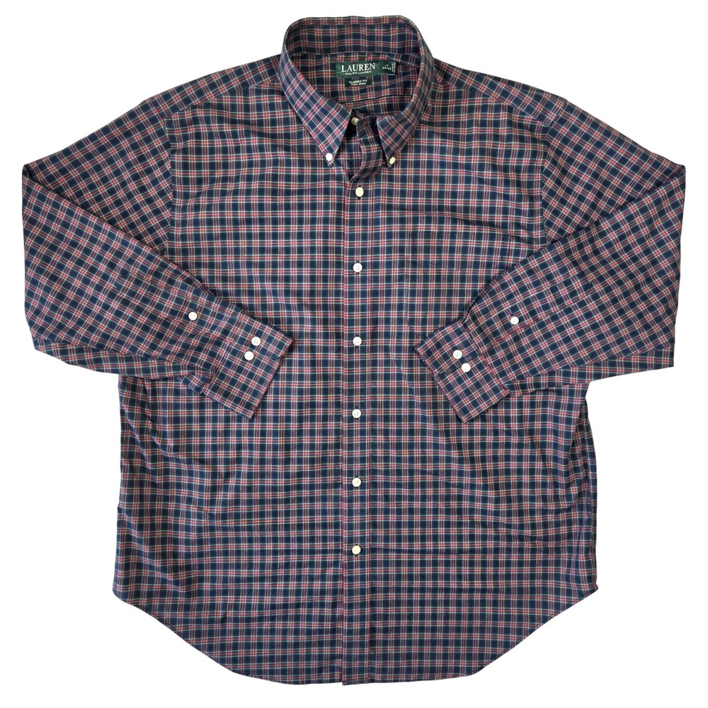 Lauren Ralph Lauren Mens‎ Plaid Button Down Shirt 17 32/33 Classic Fit Career